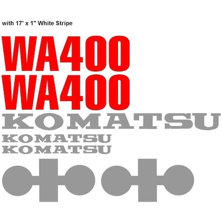Aftermarket Komatsu Wheel Loader WA400 Decal Set with 17' x 1 White Stripe KOMWA400WSDECALSET